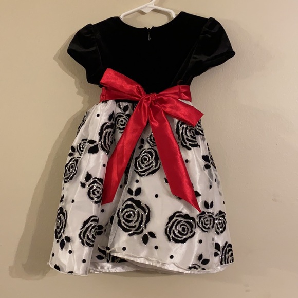 Toddler Girls Formal Holiday Dress, 2T, Black Red Silver White - Picture 4 of 4